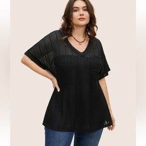 BloomChic 3XL Texture Slit Side Patched Pocket T-shirt us22-24